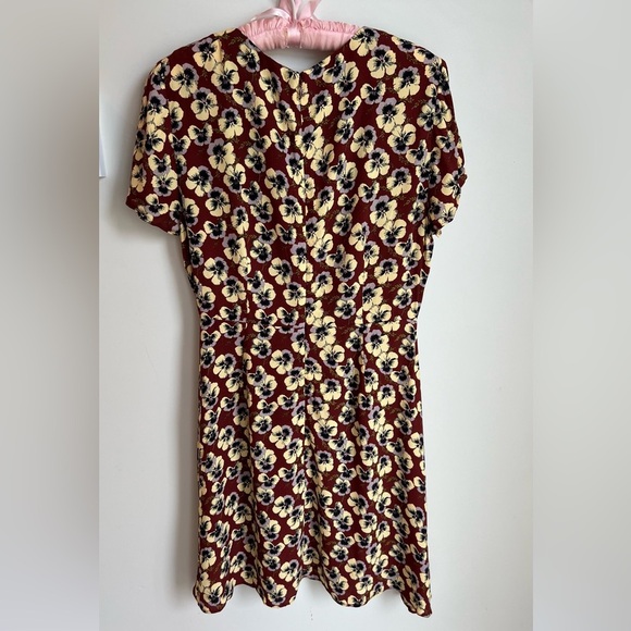 Madewell Asymmetrical Button-Wrap Dress in Viola Floral Size 4 Women's Burgundy - Picture 6 of 6